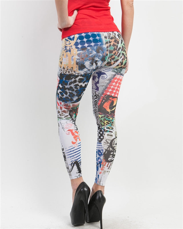 Topia Multi-Color Magazine Print Leggings - FS GIFTS