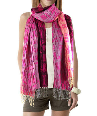 Ladies Fashion letter print crinkle scarves - FS GIFTS