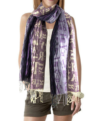 Ladies Fashion letter print crinkle scarves - FS GIFTS